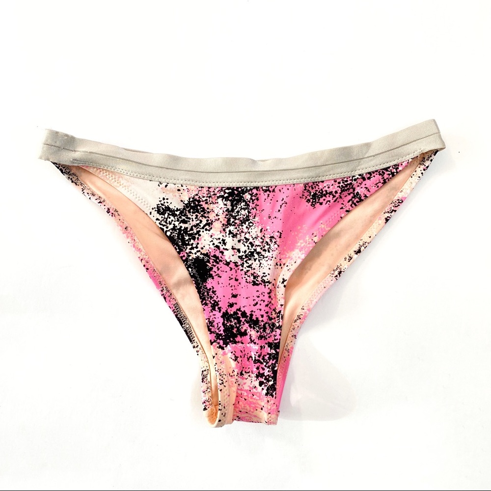 H&M pink black white peach printed bikini bottoms